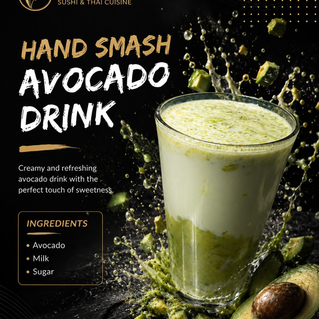 Hand Smash Avocado Drink.