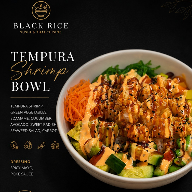 Tempura Shrimp Poke Bowl.