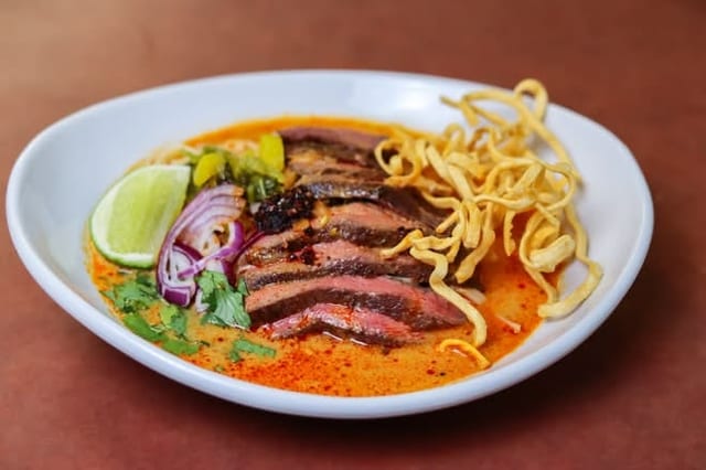 Khao Soi (Thai Coconut Noodle) With Chicken.